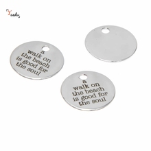 10pcs/lot Beach charm A walk on the beach is good for the soul Stainless steel message Charm pendant 20mm 2024 - buy cheap