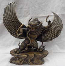 Estatua de serpiente tibetana de 12 pulgadas, estatua de budismo tallada en bronce, mosca Redpoll con alas de garuto, Buda (A0314) 2024 - compra barato
