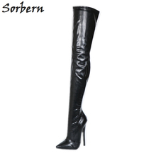 Sorbern Matte Extra Long Women Boots Over The Knee High Heel Boots Pointy Toes Custom Leg Length Black Booties Gothic Shoes 2024 - buy cheap