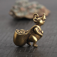 Chinese Brass Zodiac Rat Ornaments Antique Bronze Micro-carved Keychain  Home Decoration Accessories Small Figurine 2024 - buy cheap