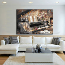 Professional Artist Hand-painted Impression Musical Instrument Piano Oil Painting On Canvas Handmade Piano Oil Paintings 2024 - buy cheap