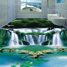 Beibehang adesivos de parede mural sonho cachoeira água floresta verde 3d banheiro quarto piso 2024 - compre barato