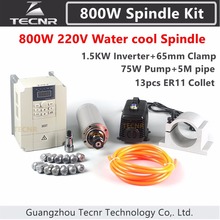 Spindle Kit 800W 220V CNC Router Water Cooled Spindle Motor +1.5KW VFD+65mm clamp+75w water pump/pipe+13pcs ER11 2024 - buy cheap