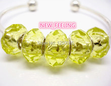 50PCS/Lot Yellow color European Faceted Crystal Glass Beads Silver Plated Bukle fit European Charm Bracelet/Necklace Jewelry Lot 2024 - buy cheap