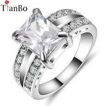 Женское кольцо с квадратным дизайном TianBo, винтажное обручальное кольцо с зеленым/прозрачным фианитом, размеры 9, черного/золотого цвета 2024 - купить недорого