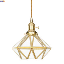 IWHD-lámpara colgante de cristal de estilo nórdico, moderna, para comedor, sala de estar, cobre, LED 2024 - compra barato