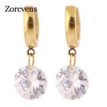 ZORCVENS-pendientes clásicos de circonia cúbica brillante para mujer, joyería de oro y acero inoxidable 2024 - compra barato