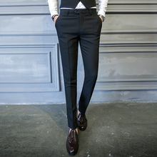 Men Dress Pants Slim Fit Suit Pants Solid Dresspants Trousers High Quality Male Black Smart Casual Long Pants 2024 - buy cheap