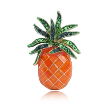Austria Rhinestone Inlay Enamel Pineapple Brooches For Women Orange Cute Fruit Brooch Pin Dresses Coat Corsage Brooches Gift 2024 - buy cheap