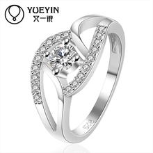 silver plated jewelry engagement ring Silver plated new design finger ring for lady Inlaid Big Crystal 2024 - buy cheap