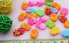 250pcs lolly swirl mixed Resin assorted Bow Lollipop Cabochon Scrapbooking Flat back embellishment fake food 2024 - buy cheap