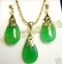 Hot sale FREE SHIP>>>>NOBLEST GREEN STONE NECKLACE EARRING SET 2024 - buy cheap