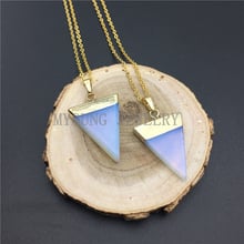 MY0946 Triangle Opal Point Pendant, Opalite Gems Stone Pendant Gold Electroplated Chain Necklace kolye 2024 - buy cheap