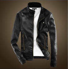men casual leather jacket Autumn England Style Korean Slim Stand Collar Zipper Design Jacket Coats Men 2024 - buy cheap
