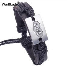 WarBLade-pulsera de piel auténtica para hombre y mujer, brazalete de amor, color negro, Estilo Vintage, novedad de 2018 2024 - compra barato