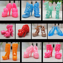 Разноцветные босоножки для девочек, обувь на высоком каблуке с кристаллами, аксессуары для кукол, модные сандалии в ассортименте, 10 пар 2024 - купить недорого