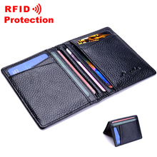 Hot Sale Brand RFID Card Holder Men Genuine Leather Business ID Credit Card Holder Super Thin RFID Blocking Men Purse Wallet R16 2024 - buy cheap