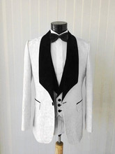 New Style Groomsmen Shawl Black Lapel Groom Tuxedos One Button Men Suits Wedding Best Man Blazer ( Jacket+Pants+Vest+ Tie) Suit 2024 - buy cheap