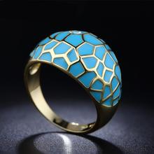 women 2017 enamel blue wedding ring lady jewelry charms Gold Color ring gift fashion size 6 7 8 9 in stock 2024 - buy cheap