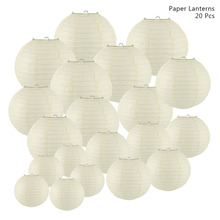 20 pçs dobrável em volta de papel festival lanterna conjunto decorativo pendurado lampshades branco para festa de casamento decoração casa favor suprimentos 2024 - compre barato