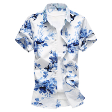 Men Shirt Summer Style Flower Print Beach Hawaiian Shirt Men Casual Short Sleeve Hawaii Shirt Chemise Homme Asian Size 7XL 2024 - buy cheap