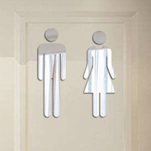Стикер для унитаза s wc 3D зеркальный стикер Забавный Туалет Вход для двери туалета знак для мужчин и женщин для ванной комнаты DIY настенный dzq90307 2024 - купить недорого