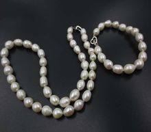 Conjunto de collar y pulsera de perlas cultivadas de agua dulce, 8mm, Envío Gratis 2024 - compra barato