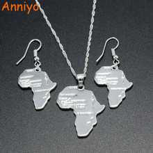 Anniyo Africa Map Pendant Necklaces Earrings Silver Color Ethiopia Jewelry Women,African Maps set #047906 2024 - buy cheap