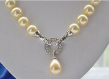Z5259 NICE 14mm round golden SHELL PEARL NECKLACE pendant 17inch   Factory Wholesale price Women Gift word Jewelry 2024 - buy cheap