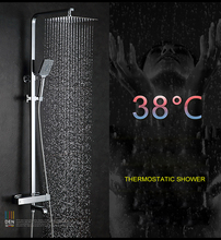 Conjunto de ducha termostática inteligente con cabezal de acero inoxidable, ducha moderna de latón macizo con acabado cromado montado en la pared, Cuadrado de 10 pulgadas 2024 - compra barato