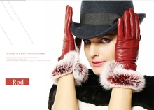 New Luxury Italian Soft Nappa Leather Glove For Women With 100% Rabbit Cuff Glove Red Brown Black 1 Pair/Lots 2024 - buy cheap