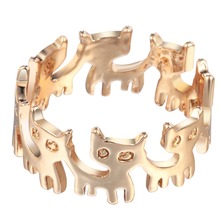Женское Винтажное кольцо QIAMNI, кольцо в стиле панк с забавным котенком, котом и животными, свадебное украшение из латуни в стиле бохо, подарок для девушек и женщин, оптовая продажа 2024 - купить недорого