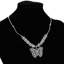 Cigano étnico oco metal flor borboleta pingentes colares vintage jóias boêmio tibetano cor corrente colares para mulher 2024 - compre barato