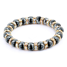 Classic Natural Stone Bracelet Gold Crystal Black Gallstone Chakra Bracelets For Women Men Balance Yoga Beads Elastic Bracelet 2024 - buy cheap