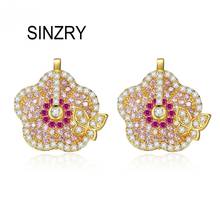 SINZRY Cubic zircon colorful butterfly flower stud earrings trendy pretty CZ earrings fashionable jewelry gift 2024 - buy cheap