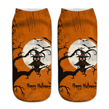 Novo design de meias femininas com estampa 3d de coruja e engraçada em 3d para o dia das bruxas, presente para festas de amantes, 2018 2024 - compre barato