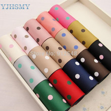 YJHSMY XWHH729,2" 50mm 15 color mix 5Yard/lot Polka dots printed grosgrain ribbon,Handmade diy hair bands bow ribbon material 2024 - buy cheap