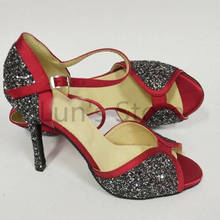 New Ladies Red Satin and Colorful Glitter Latin Salsa Dance Shoes Tango Bachata Dance Shoes ALL SIZE 2024 - buy cheap