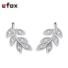 Inlay Cubic Zirconia 925 Sterling Silver Leaves Stud Earrings Women Simple Fashion Jewelry 2024 - buy cheap