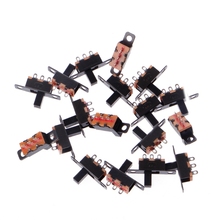 20pçs dc 50v 0.5a 3 encaixe de solda pino 2 posições spdt 1p2t mini painel interruptor de corrediça