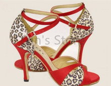 New Hot Red Leopard Print Salsa Dance Shoes Open Toe Dance Shoe Ballroom Salsa Latin Tango Bachata Dancing Dance Shoes 2024 - buy cheap