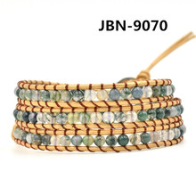 2016 new hot sell  4mm  stone  waving style bracelet  leather bangle  handmade charm jewelry Size adjustable JBN-9070 2024 - buy cheap