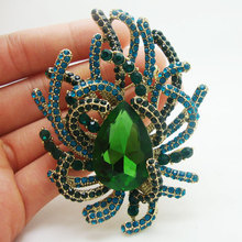 Charming Flower Cluster Art Nouveau Brooch Pin Pendant Green Rhinestone Crystal 2024 - buy cheap