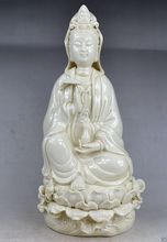 Porcelana blanca exquisita China Dehua kwan-yin sentado en Lotus, estatua grande 2024 - compra barato