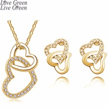 fashion queen girl birthday gift love brand wedding Crystal rhinestones Heart pendant necklace earrings Jewelry Sets 80017 2024 - buy cheap