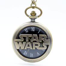 Retro bronce hueco Star Wars esfera de color cuarzo Reloj de bolsillo analógico colgante collar hombres mujeres relojes regalo Montre Reloj 2024 - compra barato