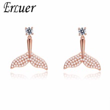 ERLUER Trendy Mermaid tail Drop Earrings For Women Wedding Jewelry Rose Gold Zircon Charm sea style Earring Girl Gift 2024 - buy cheap