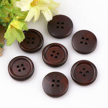 High Quality Sewing Accessories Dark Coffee  Wooden Buttons Sewing Scrapbooking 4 Holes Round Brown 18mm 50PCS For Clothes 2024 - buy cheap
