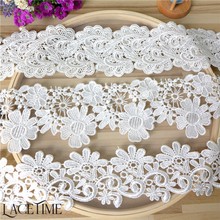 5 Yards White Embroidered Water Soluble Venice Lace Trim 2018 High Quality Flower Polyester Lace For Bridal Dress 2024 - buy cheap