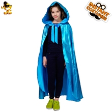 DSPLAY Halloween Kids Cloak Costume Girls High Quality Blue Long Cape Attached Hooded For Kids Cosplay Party 2024 - buy cheap